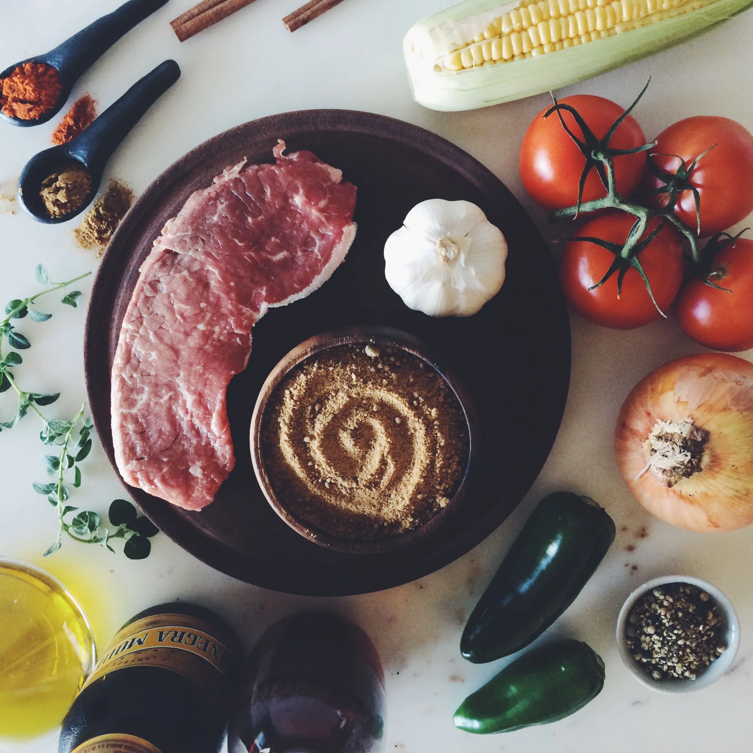 Beer marinated top flank steak